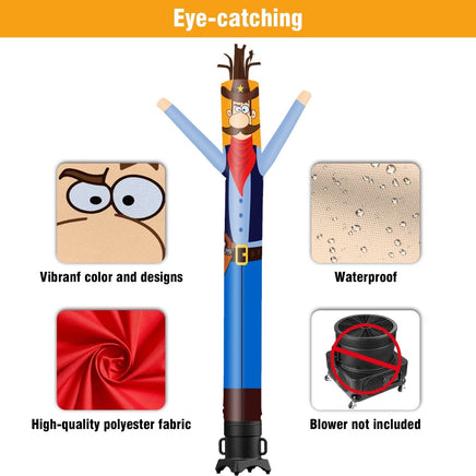 6 10 15 20FT Tall Cowboy Waving Inflatable Tube Man(Blower Not Included) - goodeny