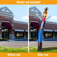 6 10 15 20FT Tall Cowboy Waving Inflatable Tube Man(Blower Not Included) - goodeny
