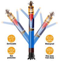 6 10 15 20FT Tall Cowboy Waving Inflatable Tube Man(Blower Not Included) - goodeny