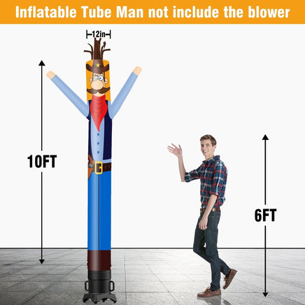 6 10 15 20FT Tall Cowboy Waving Inflatable Tube Man(Blower Not Included) - goodeny