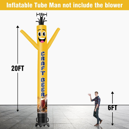 6 10 15 20FT Tall Craft Beer Waving Inflatable Tube Man(Blower Not Included) - goodeny