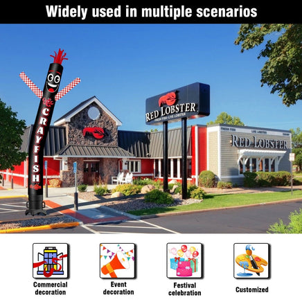 6 10 15 20FT Tall Crayfish Waving Inflatable Tube Man(Blower Not Included) - goodeny