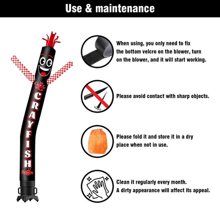 6 10 15 20FT Tall Crayfish Waving Inflatable Tube Man(Blower Not Included) - goodeny