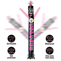 6 10 15 20FT Tall Cup Cake Black Waving Inflatable Tube Man(Blower Not Included) - goodeny