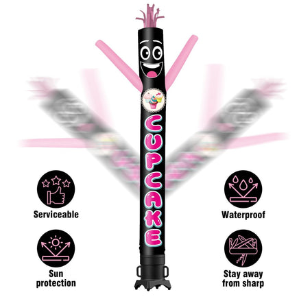 6 10 15 20FT Tall Cup Cake Black Waving Inflatable Tube Man(Blower Not Included) - goodeny