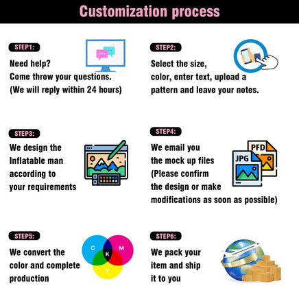 6 10 15 20FT Tall Cup Cake Black Waving Inflatable Tube Man(Blower Not Included) - goodeny