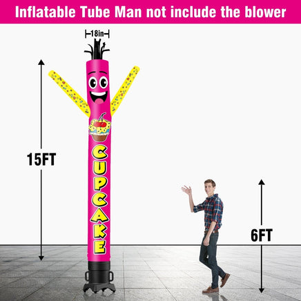 6 10 15 20FT Tall Cup Cake Rose Waving Inflatable Tube Man(Blower Not Included) - goodeny