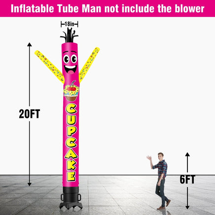 6 10 15 20FT Tall Cup Cake Rose Waving Inflatable Tube Man(Blower Not Included) - goodeny
