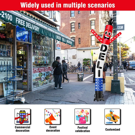 6 10 15 20FT Tall Deli Waving Inflatable Tube Man(Blower Not Included) - goodeny