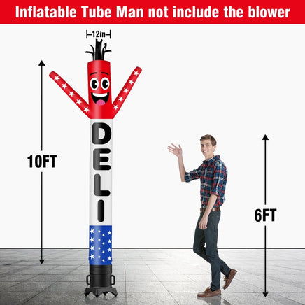 6 10 15 20FT Tall Deli Waving Inflatable Tube Man(Blower Not Included) - goodeny