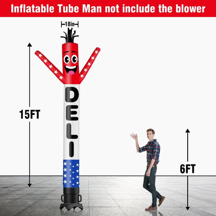 6 10 15 20FT Tall Deli Waving Inflatable Tube Man(Blower Not Included) - goodeny