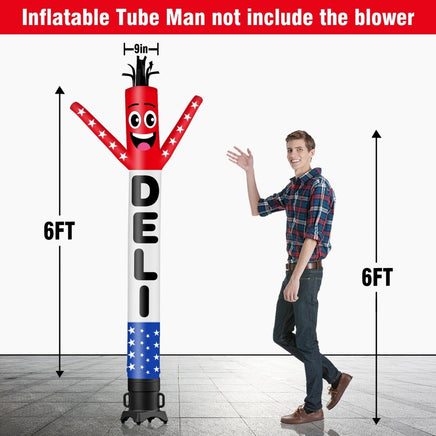 6 10 15 20FT Tall Deli Waving Inflatable Tube Man(Blower Not Included) - goodeny