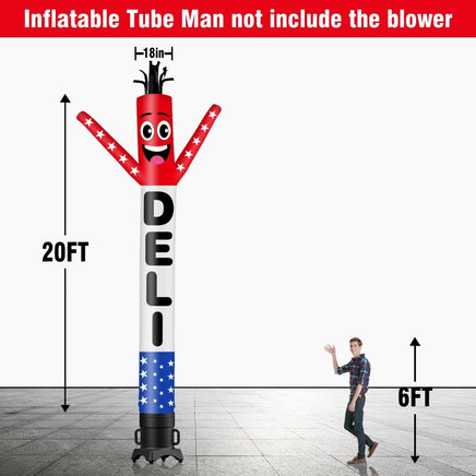 6 10 15 20FT Tall Deli Waving Inflatable Tube Man(Blower Not Included) - goodeny