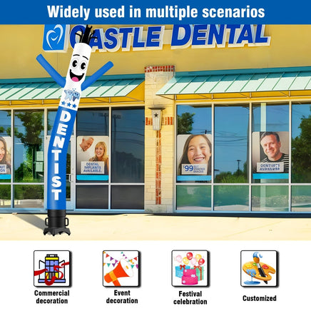 6 10 15 20FT Tall Dentist Waving Inflatable Tube Man(Blower Not Included) - goodeny