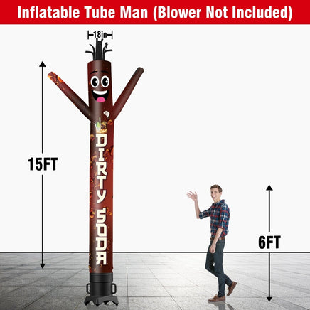 6 10 15 20FT Tall Dirty Soda Waving Inflatable Tube Man(Blower Not Included) - goodeny