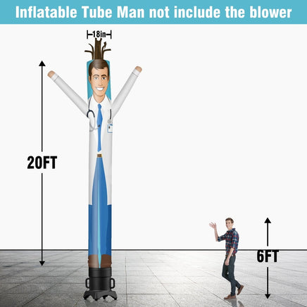 6 10 15 20FT Tall Doctor Waving Inflatable Tube Man(Blower Not Included) - goodeny