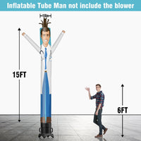 6 10 15 20FT Tall Doctor Waving Inflatable Tube Man(Blower Not Included) - goodeny