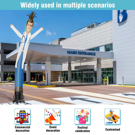 6 10 15 20FT Tall Doctor Waving Inflatable Tube Man(Blower Not Included) - goodeny