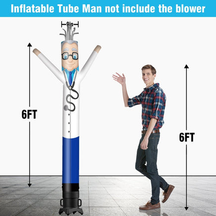 6 10 15 20FT Tall Doctor Waving Inflatable Tube Man(Blower Not Included) - goodeny