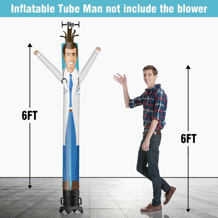 6 10 15 20FT Tall Doctor Waving Inflatable Tube Man(Blower Not Included) - goodeny