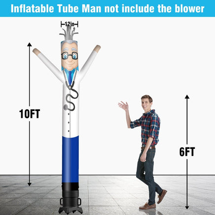 6 10 15 20FT Tall Doctor Waving Inflatable Tube Man(Blower Not Included) - goodeny