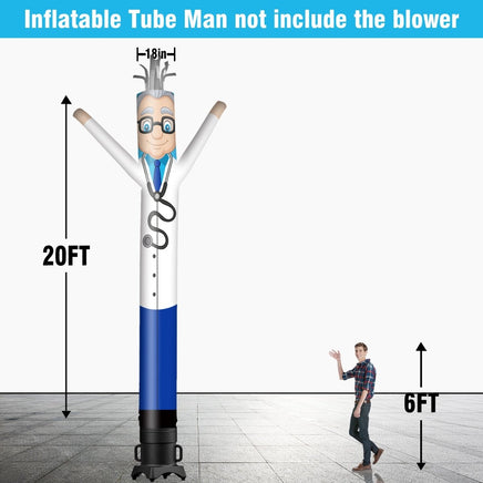 6 10 15 20FT Tall Doctor Waving Inflatable Tube Man(Blower Not Included) - goodeny