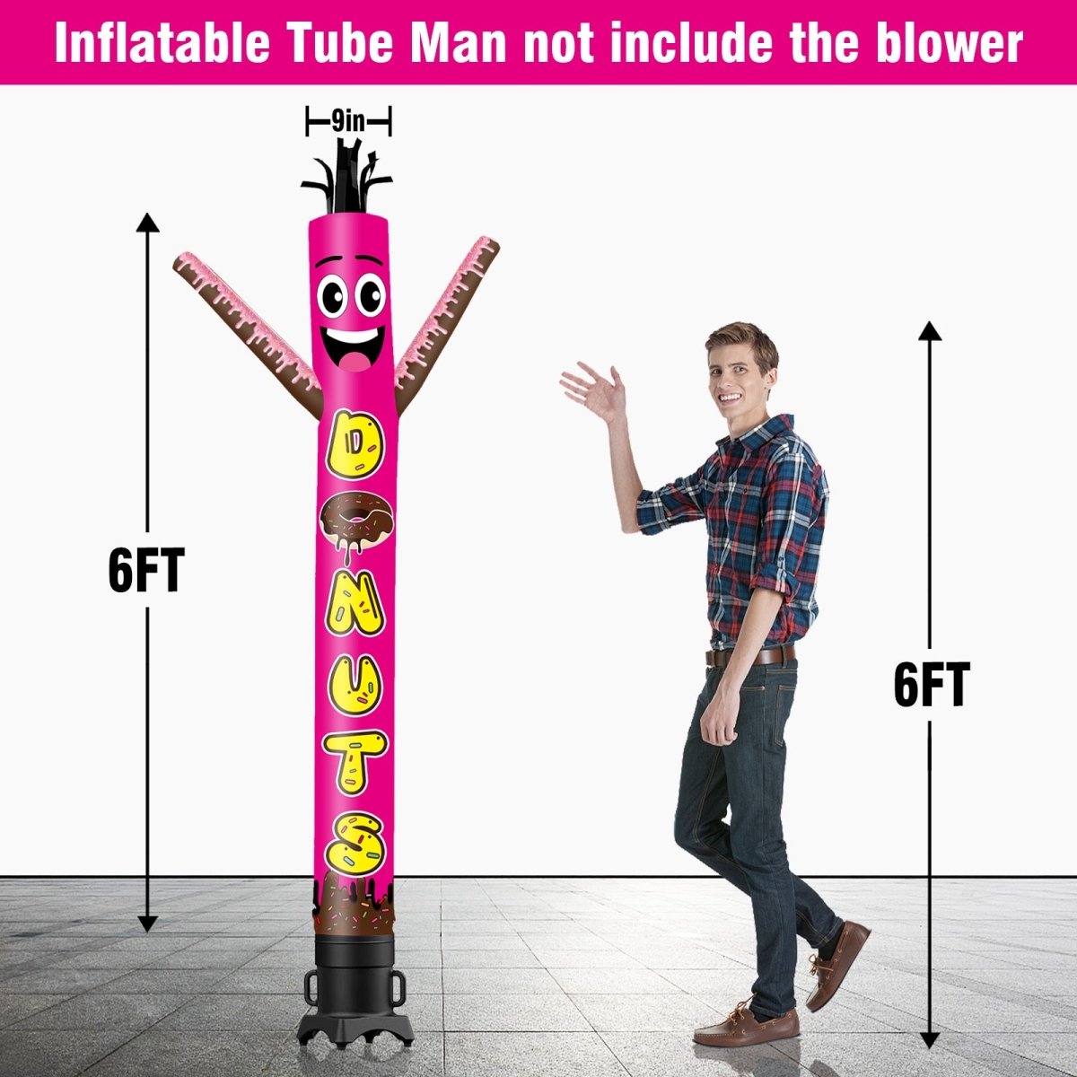 6 10 15 20FT Tall Donuts Waving Inflatable Tube Man(Blower Not Included ...