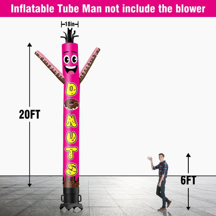6 10 15 20FT Tall Donuts Waving Inflatable Tube Man(Blower Not Included) - goodeny