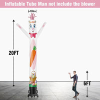 6 10 15 20FT Tall Easter Bunny Waving Inflatable Tube Man(Blower Not Included) - goodeny