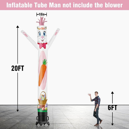 6 10 15 20FT Tall Easter Bunny Waving Inflatable Tube Man(Blower Not Included) - goodeny