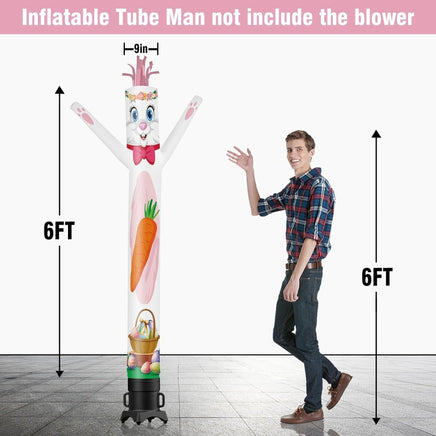 6 10 15 20FT Tall Easter Bunny Waving Inflatable Tube Man(Blower Not Included) - goodeny