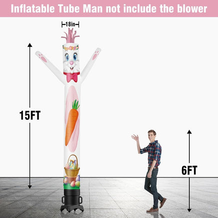 6 10 15 20FT Tall Easter Bunny Waving Inflatable Tube Man(Blower Not Included) - goodeny