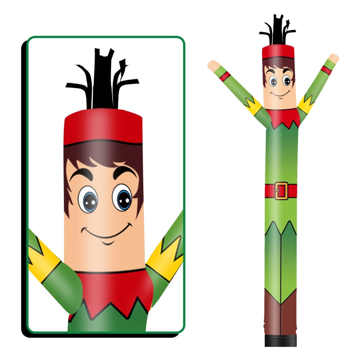 6 10 15 20FT Tall Elf Waving Inflatable Tube Man(Blower Not Included ...