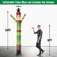 6 10 15 20FT Tall Elf Waving Inflatable Tube Man(Blower Not Included) - goodeny