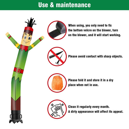 6 10 15 20FT Tall Elf Waving Inflatable Tube Man(Blower Not Included) - goodeny