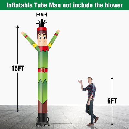 6 10 15 20FT Tall Elf Waving Inflatable Tube Man(Blower Not Included) - goodeny