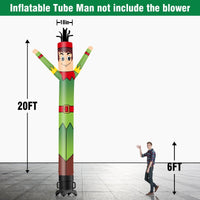 6 10 15 20FT Tall Elf Waving Inflatable Tube Man(Blower Not Included) - goodeny