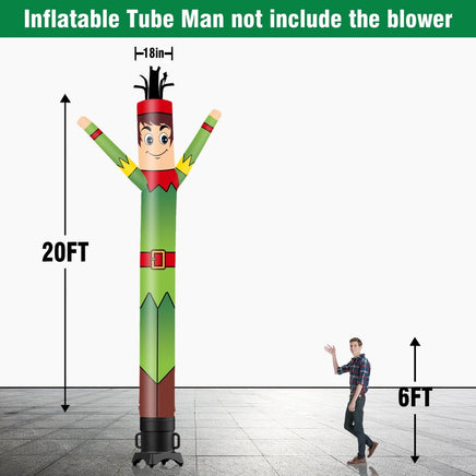6 10 15 20FT Tall Elf Waving Inflatable Tube Man(Blower Not Included) - goodeny
