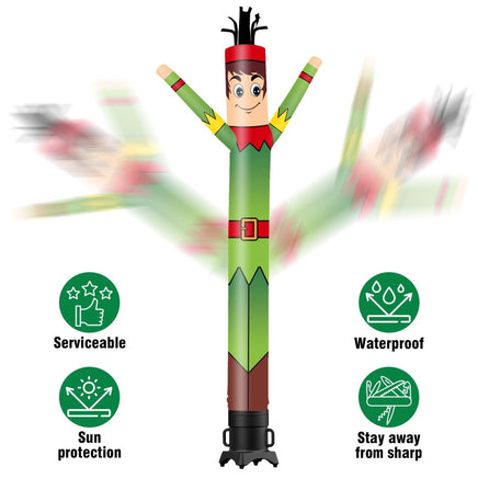 6 10 15 20FT Tall Elf Waving Inflatable Tube Man(Blower Not Included) - goodeny