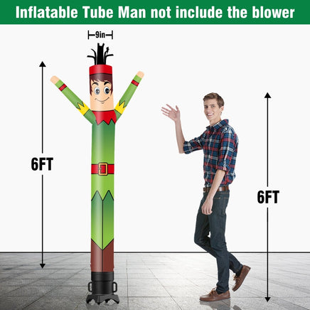 6 10 15 20FT Tall Elf Waving Inflatable Tube Man(Blower Not Included) - goodeny