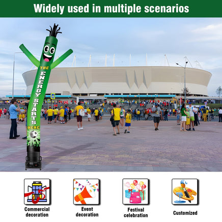 6 10 15 20FT Tall Energy Starts Here Waving Inflatable Tube Man(Blower Not Included) - goodeny