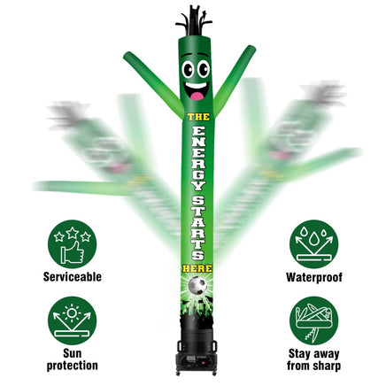 6 10 15 20FT Tall Energy Starts Here Waving Inflatable Tube Man(Blower Not Included) - goodeny