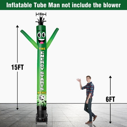 6 10 15 20FT Tall Energy Starts Here Waving Inflatable Tube Man(Blower Not Included) - goodeny
