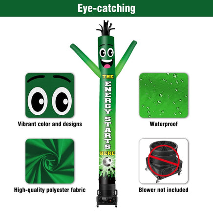 6 10 15 20FT Tall Energy Starts Here Waving Inflatable Tube Man(Blower Not Included) - goodeny