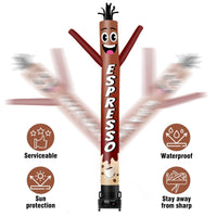 6 10 15 20FT Tall Espresso Waving Inflatable Tube Man(Blower Not Included) - goodeny