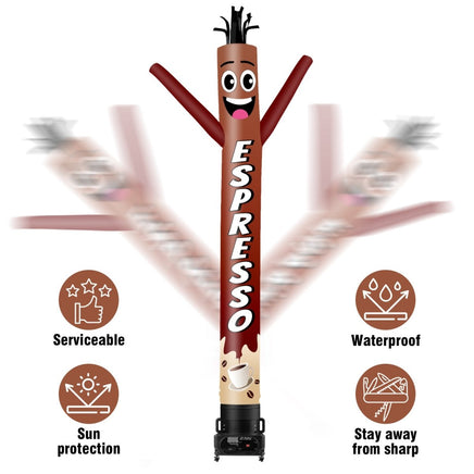 6 10 15 20FT Tall Espresso Waving Inflatable Tube Man(Blower Not Included) - goodeny