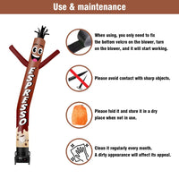 6 10 15 20FT Tall Espresso Waving Inflatable Tube Man(Blower Not Included) - goodeny
