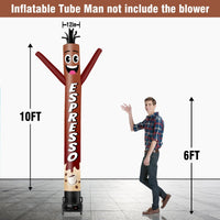 6 10 15 20FT Tall Espresso Waving Inflatable Tube Man(Blower Not Included) - goodeny