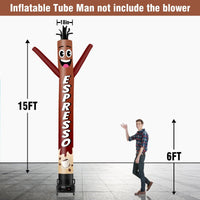 6 10 15 20FT Tall Espresso Waving Inflatable Tube Man(Blower Not Included) - goodeny