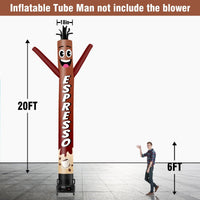 6 10 15 20FT Tall Espresso Waving Inflatable Tube Man(Blower Not Included) - goodeny